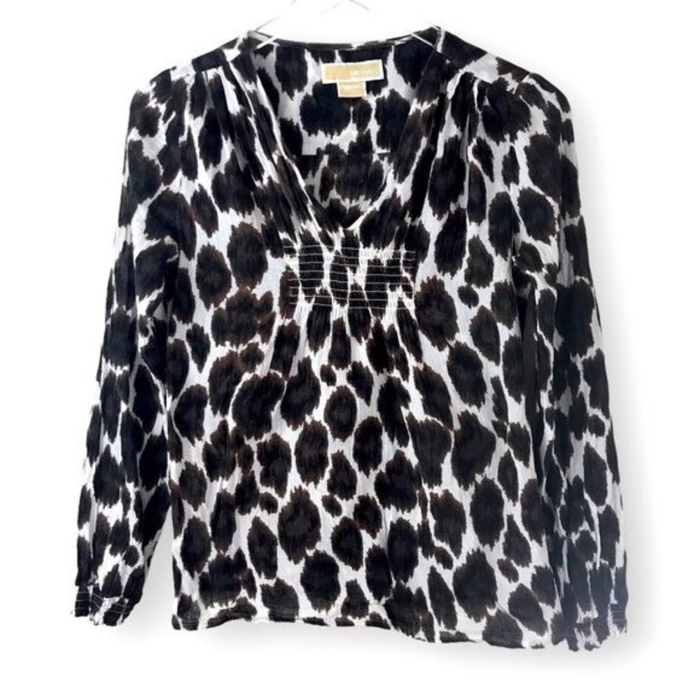 MICHAEL KORS 100% Cotton Animal Print Blouse Size XS XP